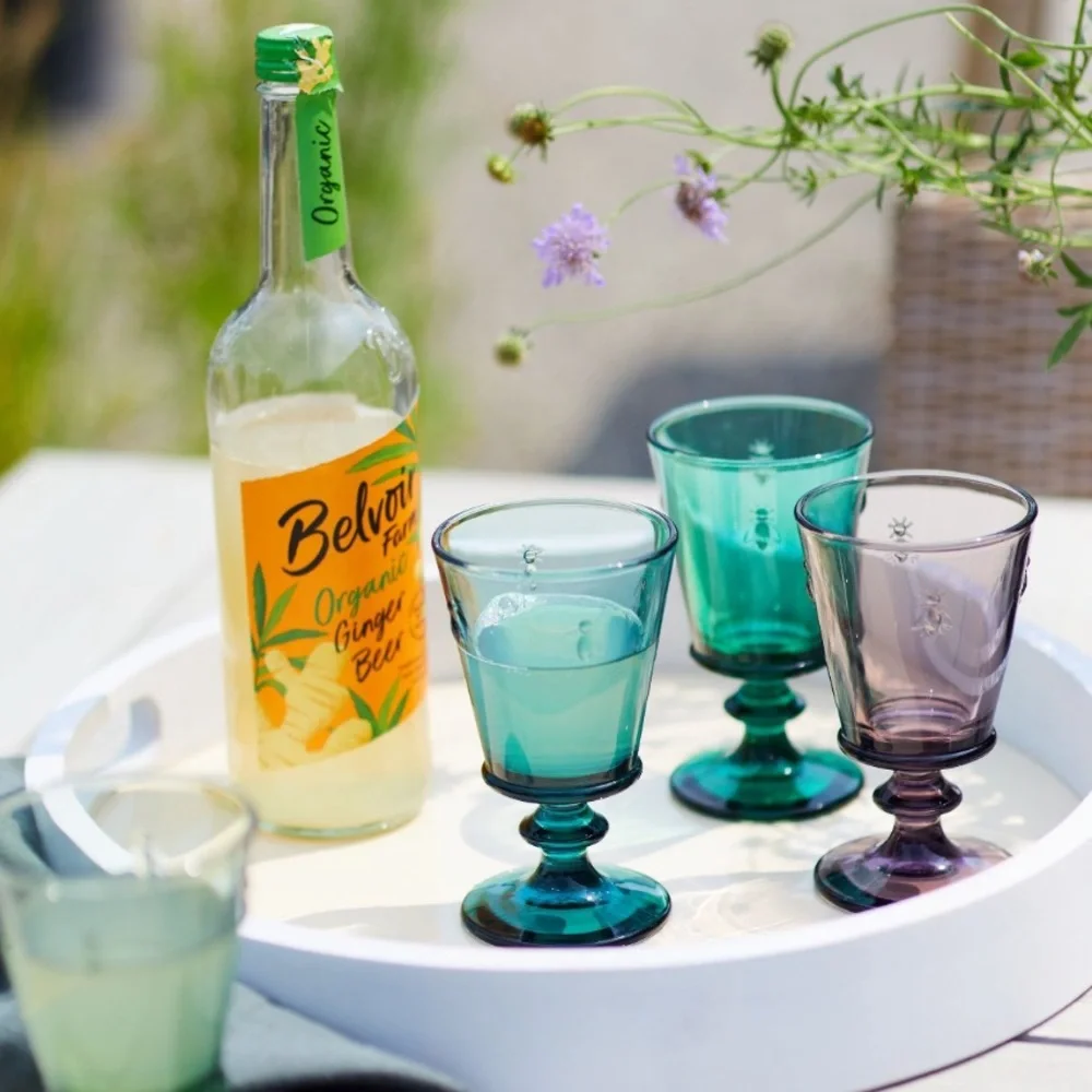 Hand blown in France Bee 🐝 Wine Glass set of 4